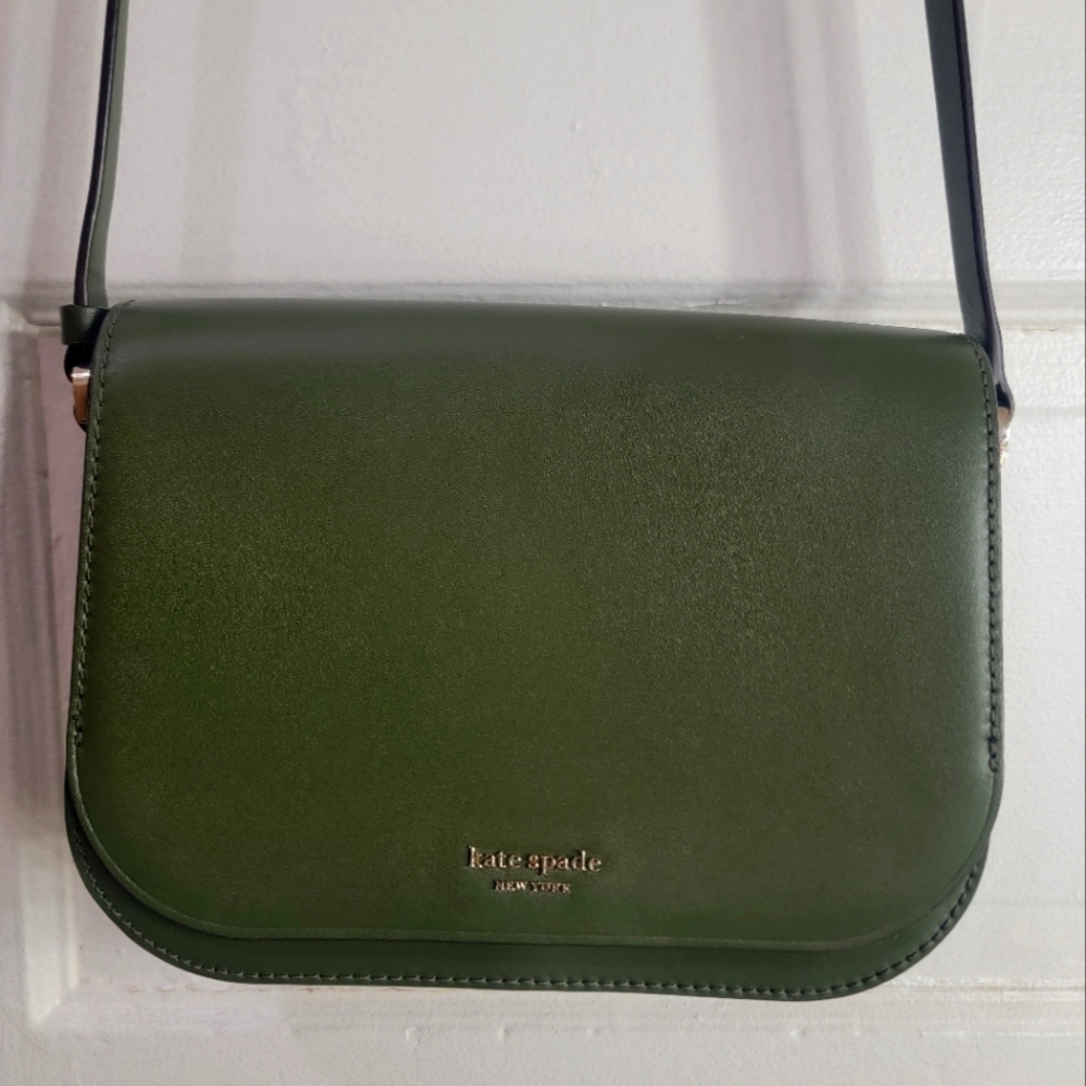 Kate Spade New York Nadine Green Leather Adjustable Strap Crossbody Bag